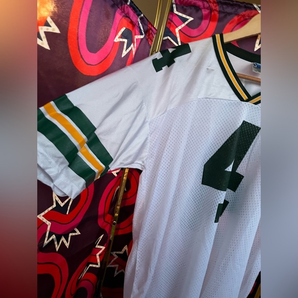 Vintage Brett Favre Green Bay Packers Champion NFL Jersey White 4 48 Football - Picture 4 of 12